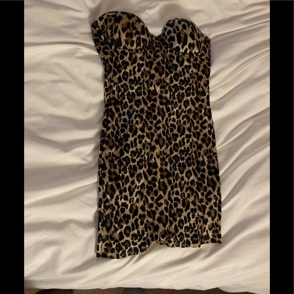Sexy Strapless Leopard Print Dress